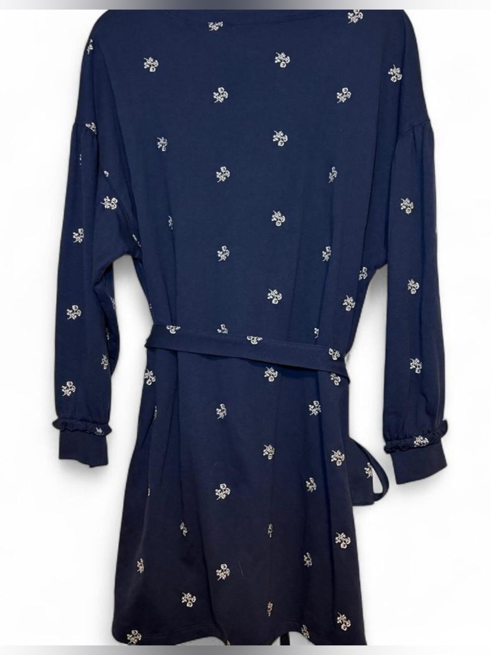 Draper James "Bobbie" Embroidered Belted 100% Cotton Sweatshirt Dress - Picture 6 of 8